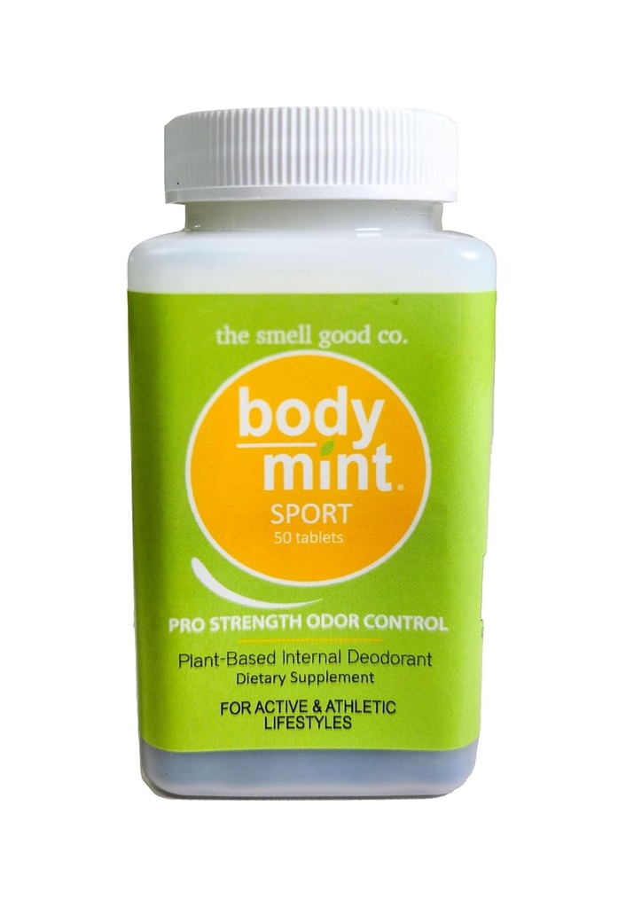 Body Mint Sport, supplément de désodorisation de la chlorophylle extra-forte pour une fraîcheur corporelle complète, désodorisant interne sans aluminium, conçu pour les styles de vie actifs et athlétiques, 50 onglets