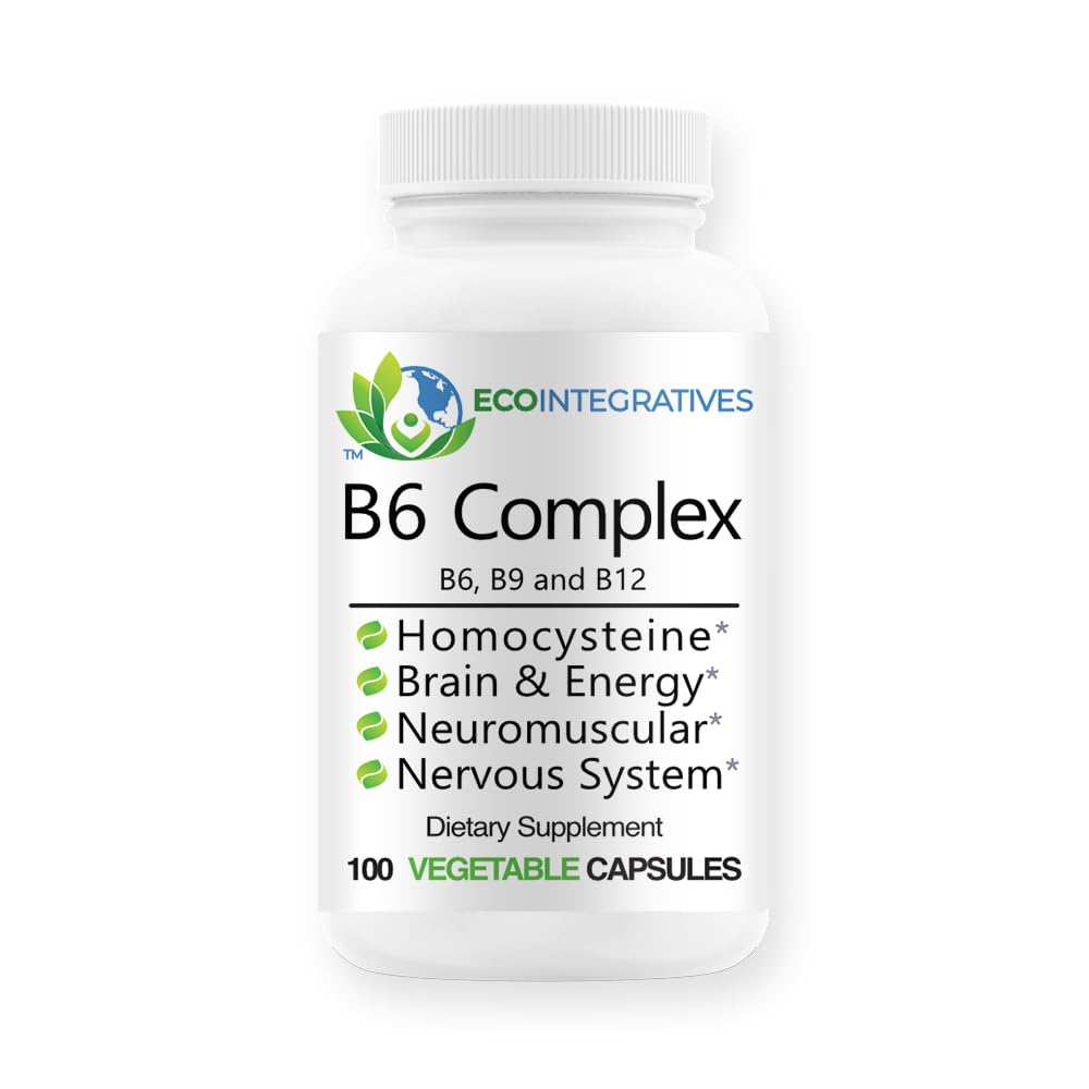 B6 Complex Vegan Vitamin B6, B9 Folate, B12 Methylcobalamin unterstützt Herz-Kreislauf-, Neuromuskulär-, Nervensystem, Homocystein, Energie, Blutzelle & Knochengesundheit 100 Caps
