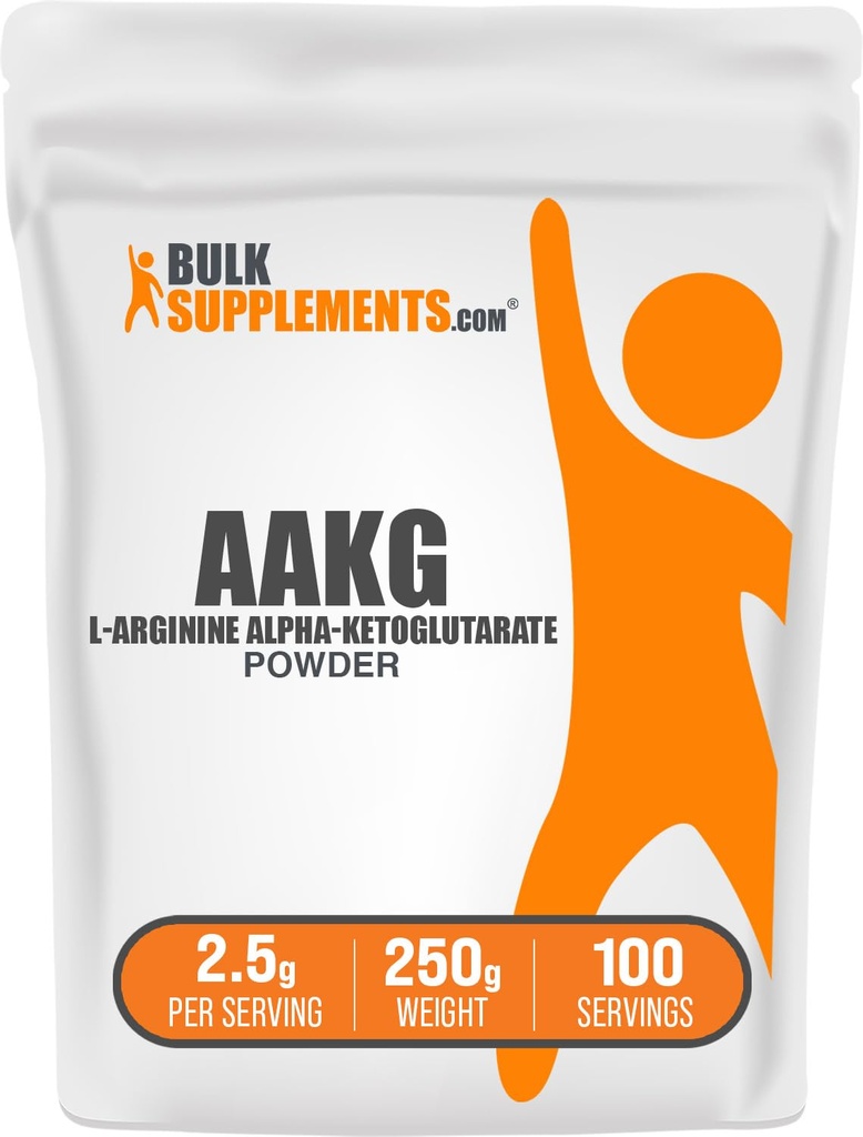 BulkSupplements.com AAKG Powder - Arginine AKG Supplement, Nitric Oxid Supplement, Unflavored & Glutenfrei, 2,5g pro Servierung, 250g (8.8 oz) (Pack von 1)