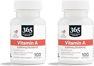 365 von Whole Foods Market, Vitamin A 10K IU, 100 Softgels (Pack von 2)