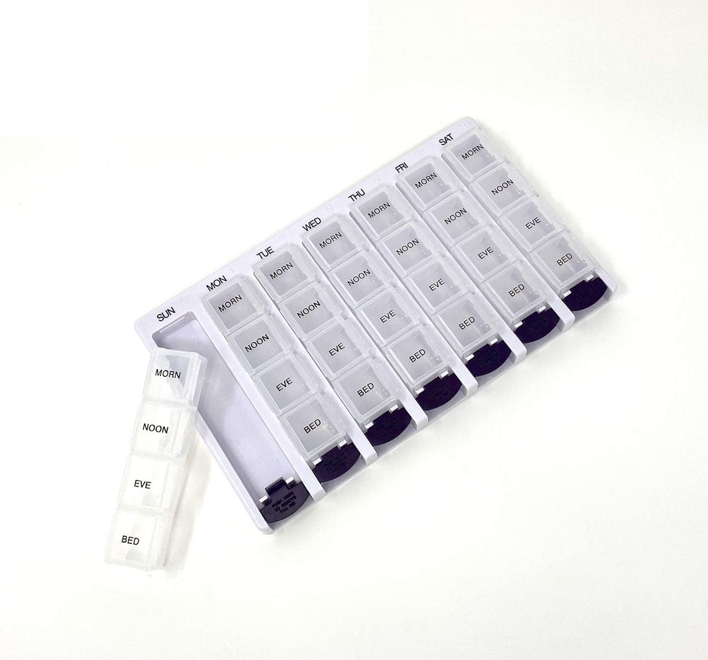 Wöchentlich AM/PM Pille Box Portable Travel Prescription & Medication Pill Case Organizer von P&P MEDICAL SURGICAL (7-Day / 4-Times-A-Day) mit abnehmbaren Komponenten und Moisture-Proof Design