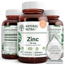 Natürliche Nutra Zink Gluconate 50mg Ergänzung für Immununterstützung, fördert Hautgesundheit, bietet Ease aus Flu & Kalt, Boost Learning & Memory, Enhance Taste & Smell, Gluten Free 50mg 100 Vegan Tablets