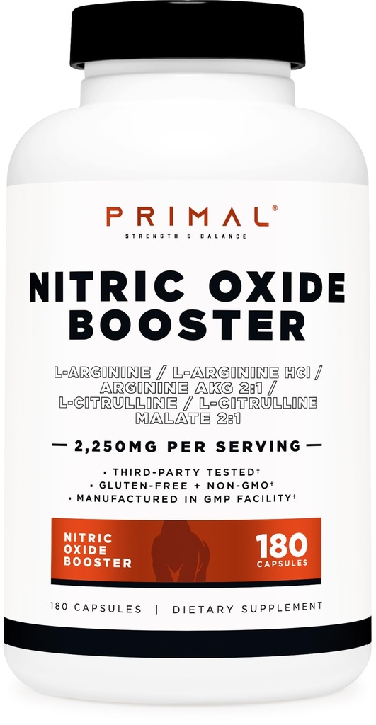 Primal Nitric Oxid Booster (2,250mg pro Servierung) (180 Kapseln) - 60 Servierungen