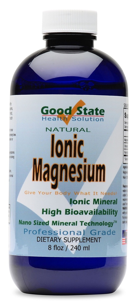 Good State Ionic Magnesium 8 oz - Natural - Nano Sized Mineral Technology - Professional Grade - Unterstützt gesunde chemische & Enzyme Reaktionen - 96 Servierungen (8,1 fl oz)