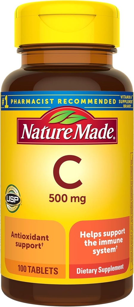 Natur gemacht Vitamin C 500 mg Kapseln, 100 Zähler, für Immununterstützung, Glutenfrei