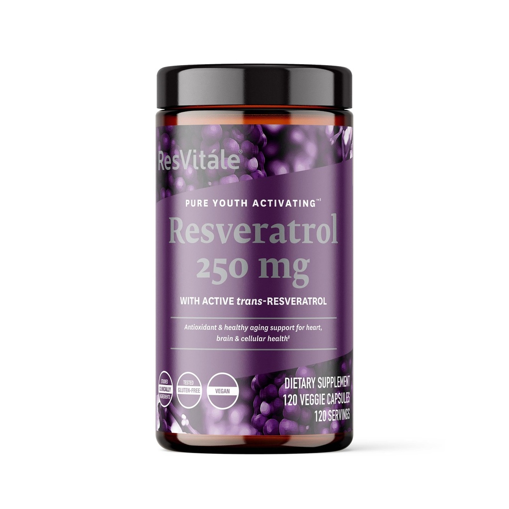 ResVitale Resveratrol 250 mg - Supplément Resveratrol pour hommes et femmes - 120 Capsules de Veggie