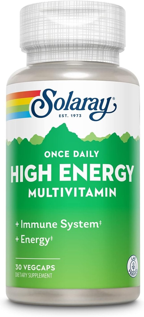 SOLARAY Einmal täglich High Energy Multivitamin für Frauen und Männer - Energieergänzungen - Immununterstützung w/Vitamin C, A, D und E, Vitamin B Complex, Trace Minerals, 60-Day Garantie, 30 Serv, 30 VegCaps