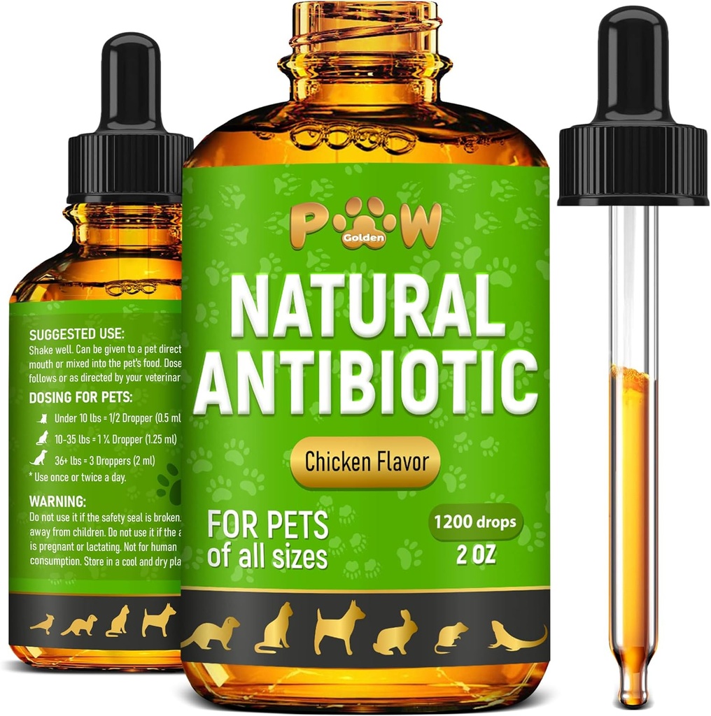 Dog Antibiotics mit Huhn Flavor | Сat Antibiotics für Infektion, UTIs, Allergien, Runny Nose | Verdauungsunterstützung | Verschiedene Rassen und Alter | Cranberry in der Zusammensetzung | 2 Oz
