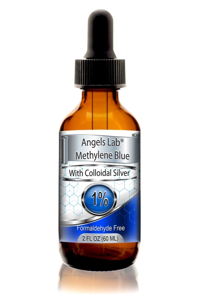 Neu Methylen Blau 1% Wtih Kolloidal Silber Engel Lab |USP-Grade Methylthioninium Chloride Flüssigkeit | Hohe Reinheit Nahrungsergänzung für Gehirn Funktion & Kognitive Gesundheit |2oz Glas Tropfen Flasche...