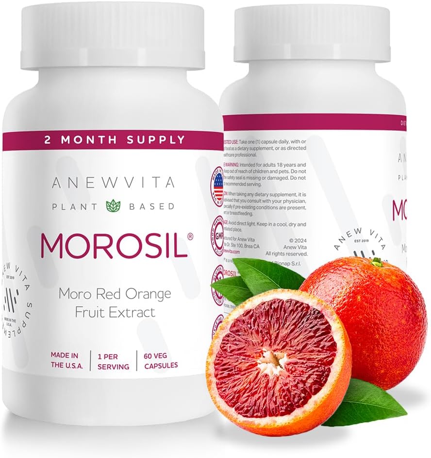 Anew VitaᅠMorosil: Antioxidans & Ernährungsergänzung für Herren & Frauen | Wellness & Vitalität | Moro Red Orange | Non-GMO, Glutenfrei, 60 Gemüse Kapseln | Made in USA