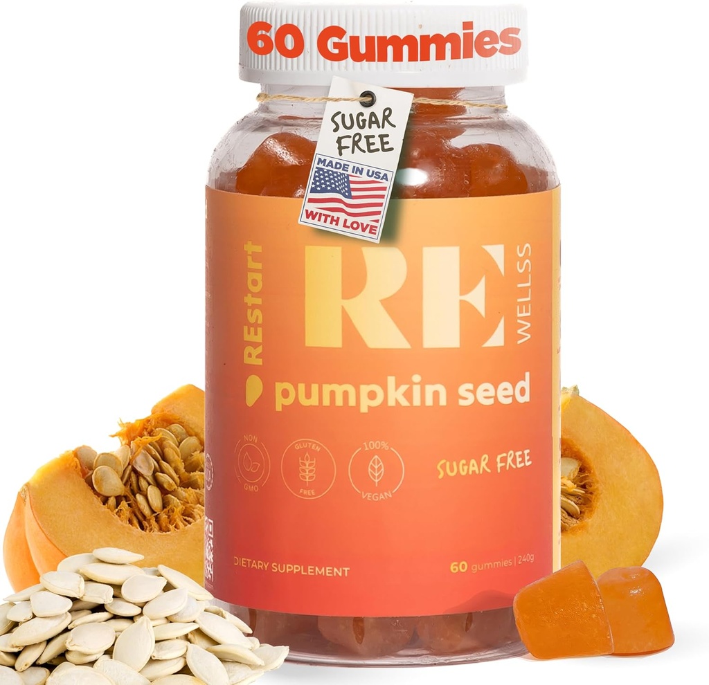 Kürbis Seed Öl Gummi I Zucker Kostenlose Gluten Kostenlose GMO Bio Nahrungsergänzungsmittel I Haarwachstum, Glowing Haut Prostata Gesundheit Urinary Tract Unterstützung I 240 Gramm I Packung von 60