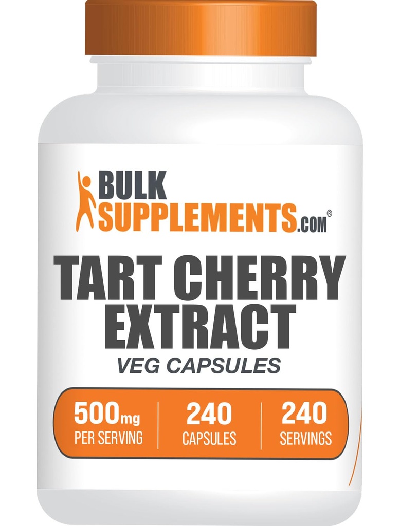 BulkSupplements.com Capsules d'extrait de cerise- Supplément de cerise-tart, Capsules de cerise-tart 500mg - Source antioxydante, sans gluten, 1 Capsule par portion, 240 Capsules de légumes (paquet de 1)