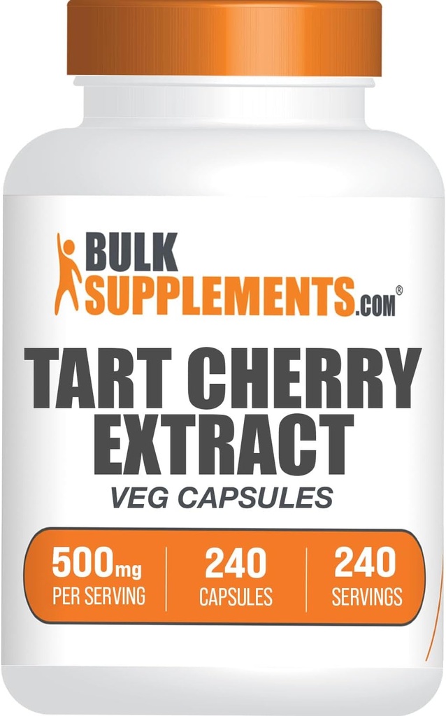 BulkSupplements.com Tart Cherry Extract Kapseln- Tart Cherry Supplement, Tart Cherry Kapseln 500mg - Antioxidans Quelle, Glutenfrei, 1 Kapsel pro Servieren, 240 Veg Kapseln (Pack von 1)