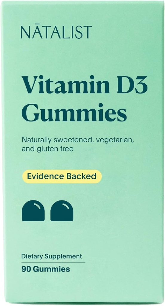 NATALIST Vitamin D3 1000 IU (25mcg) Gummie hohe Potenz Immun-Gesundheits-Ergänzung Täglich gesunde Knochen, Zähne & Muskel Formel für Frauen & Männer - Vegetarisch, Glutenfrei - 90 Gummies