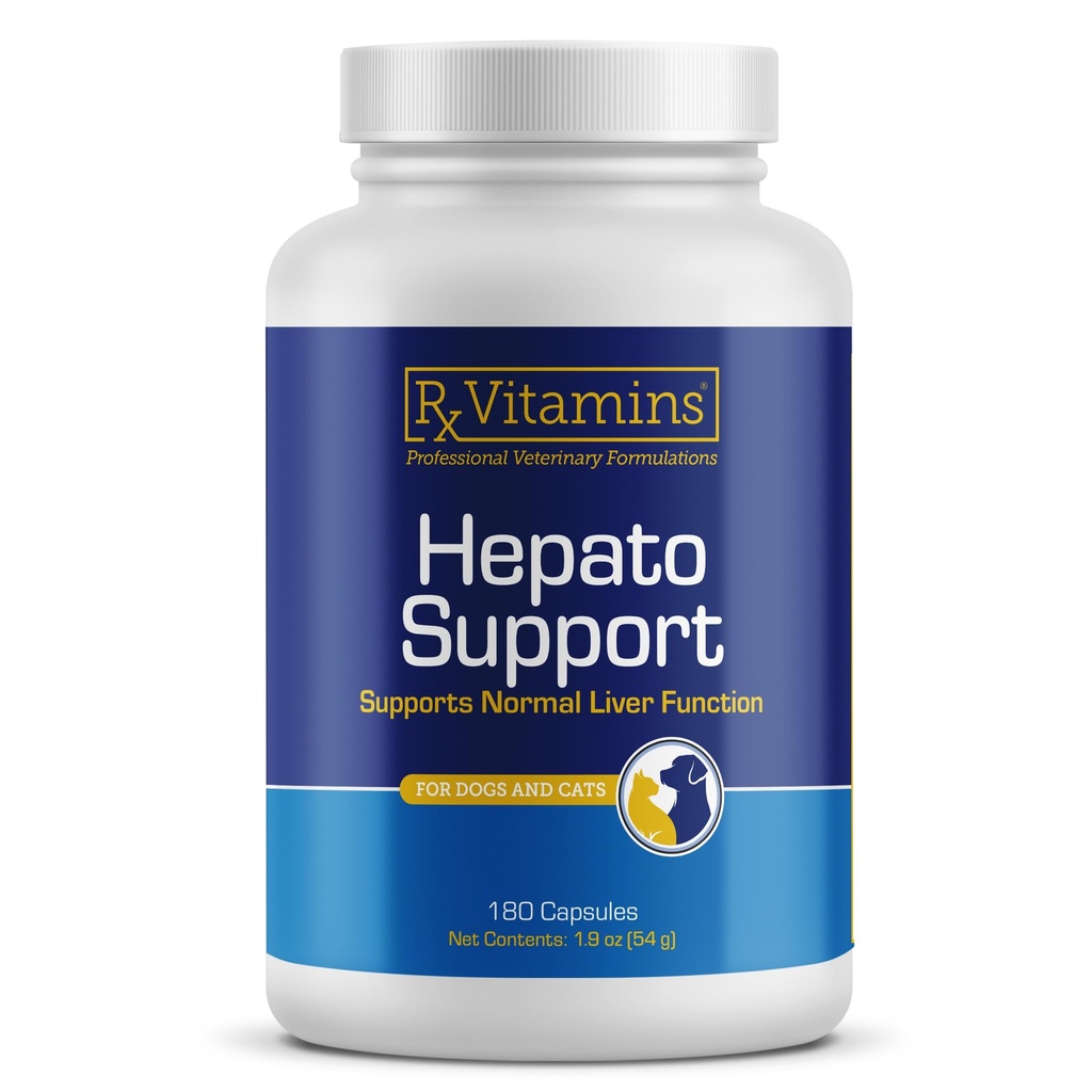 Rx Vitamins Hepato Unterstützung für Hunde & Katzen - Leberunterstützung Ergänzung mit Milchdistel für Hunde und Katzen - Hepatic Dog Supplement angereichert mit Vitamin B Complex - 180 Kapseln