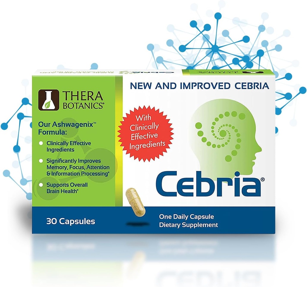 Cebria Cerveau Supplément pour les hommes, les femmes et les aînés – Nootropic Safe and Effective Memory Supplément pour la rétention, le rappel et la perte de mémoire liée à l'âge (30 comte)