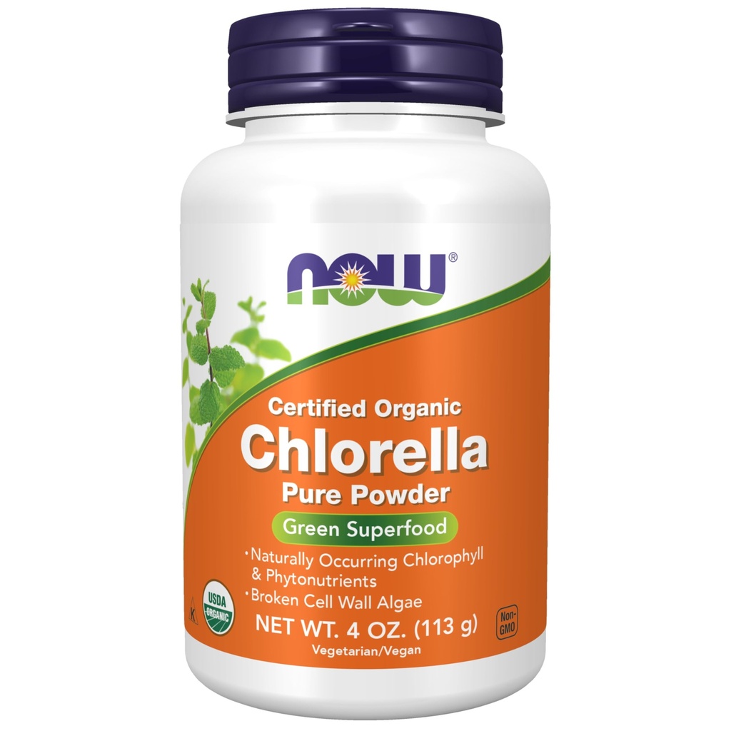 JETZT Nahrungsergänzungsmittel, Organische Chlorella Pulver mit natürlich vorkommenden Chlorophyll, Beta-Caroten, gemischten Carotinoiden, Vitamin C, Eisen und Protein, 4-Ounce