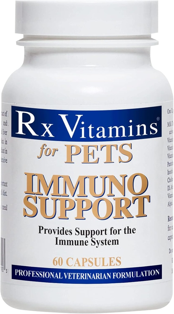 Rx Vitamine für Haustiere Immununterstützung für Hunde & Katzen - Immunsystemunterstützung - Hilfe Gehirnfunktion Knochen Muskeln Stress & Aging - 60 Kapseln