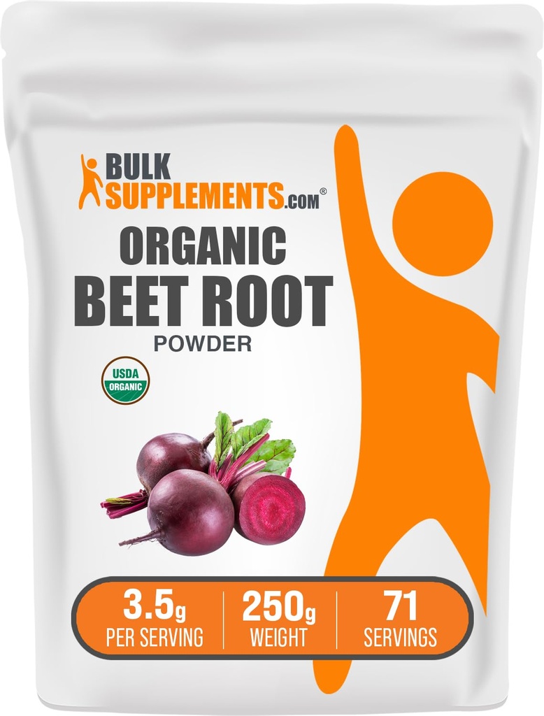BulkSupplements.com Organic Beet Root Powder - Superfood Supplement, Beet Root Supplements - Vegan & Gluten Free, 3.5g pro Servierung, 250g (8.8 oz) (Pack von 1)