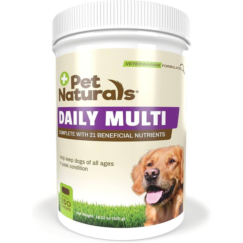 Pet Naturals Daily Multivitamin for Dogs, Veggie Flavor, 150 Chews - Yummy Chews mit Aminosäuren und Antioxidantien - unterstützt Energie, Stoffwechselfunktion und Pet Wellness