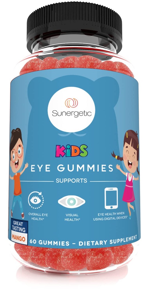Gummies de soutien oculaire Premium pour les enfants - Lutein avec Zeaxanthin soutient la santé oculaire globale, la vision et la santé maculaire–Lutein et Zeaxanthin avec Lutemax 2020-60 Gummies