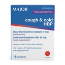 Major Cough und Cold HBP Tabletten - Antihistamin und Cough Suppressant für Menschen mit hohem Blutdruck - Dextromethorphan HBr, Chlorpheniramin Maleate - 16 Count (1 Pack)