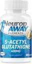 NeuropAWAY Elements S-Acetyl-Glutathione 400mg Säurebeständige Kapseln 60ct (60 400mg Kapseln pro Flasche) 3rd Party Getestet Made in a cGMP Facility