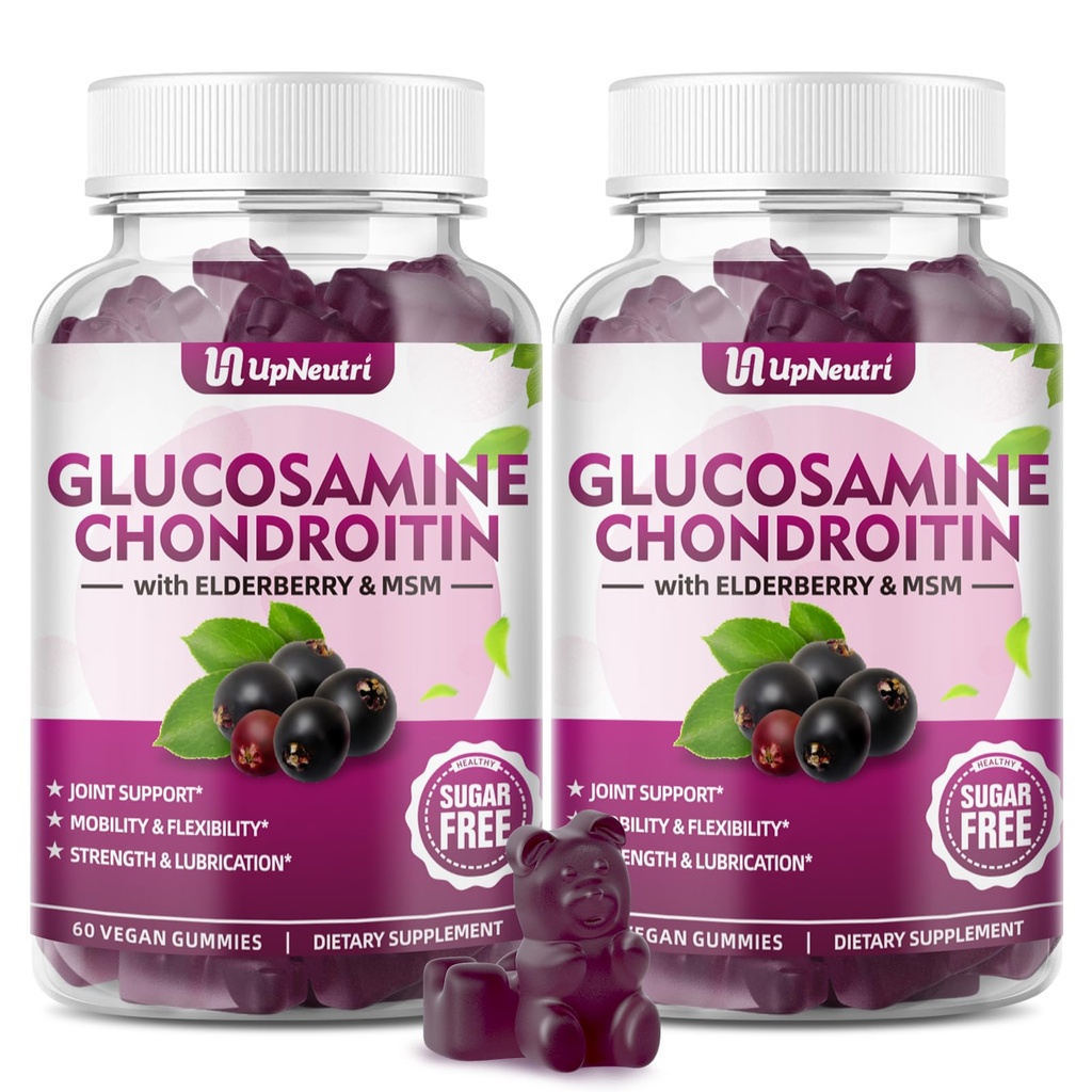 GGlucosamin Chondroitin Gummies Sugar Free, Extra Strength 1500mg Glucosamin mit Chondroitin MSM & Kurkuma, Joint Support Supplement für Männer & Frauen Joint Health (120 Count (Paket von 2)