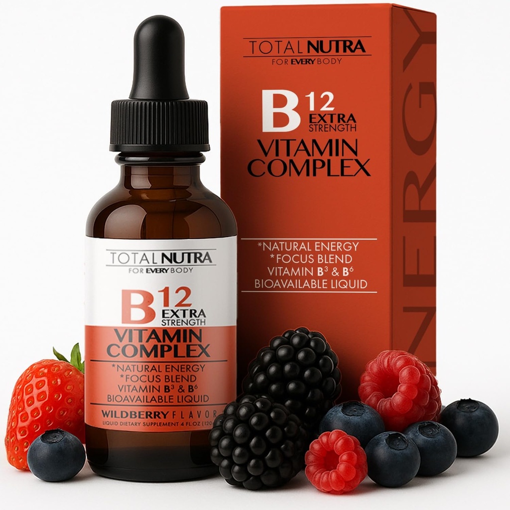 Extra Strength Liquid B12 Vitamin Drops- Vitamine B12, B6, B3- Vegan und nicht GMO- Instant Energy, Fokus & Stoffwechsel Unterstützung mit Grüner Tee, Carnitin & Ginkgo Biloba- Alternative zu B Complex Capsule