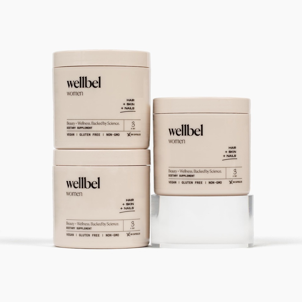 WELLBEL Women Clean Supplément pour cheveux, peau et ongles, végétalien, sans gluten et sans OGM 90 Comte (3 paquets)