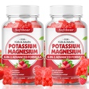 softbear Gommies de potassium pour adultes, supplément de potassium de magnésium à haute absorption avec vitamine B6 pour les crampes des jambes et la santé musculaire Fraise végétalienne sans sucre 120 Gommies