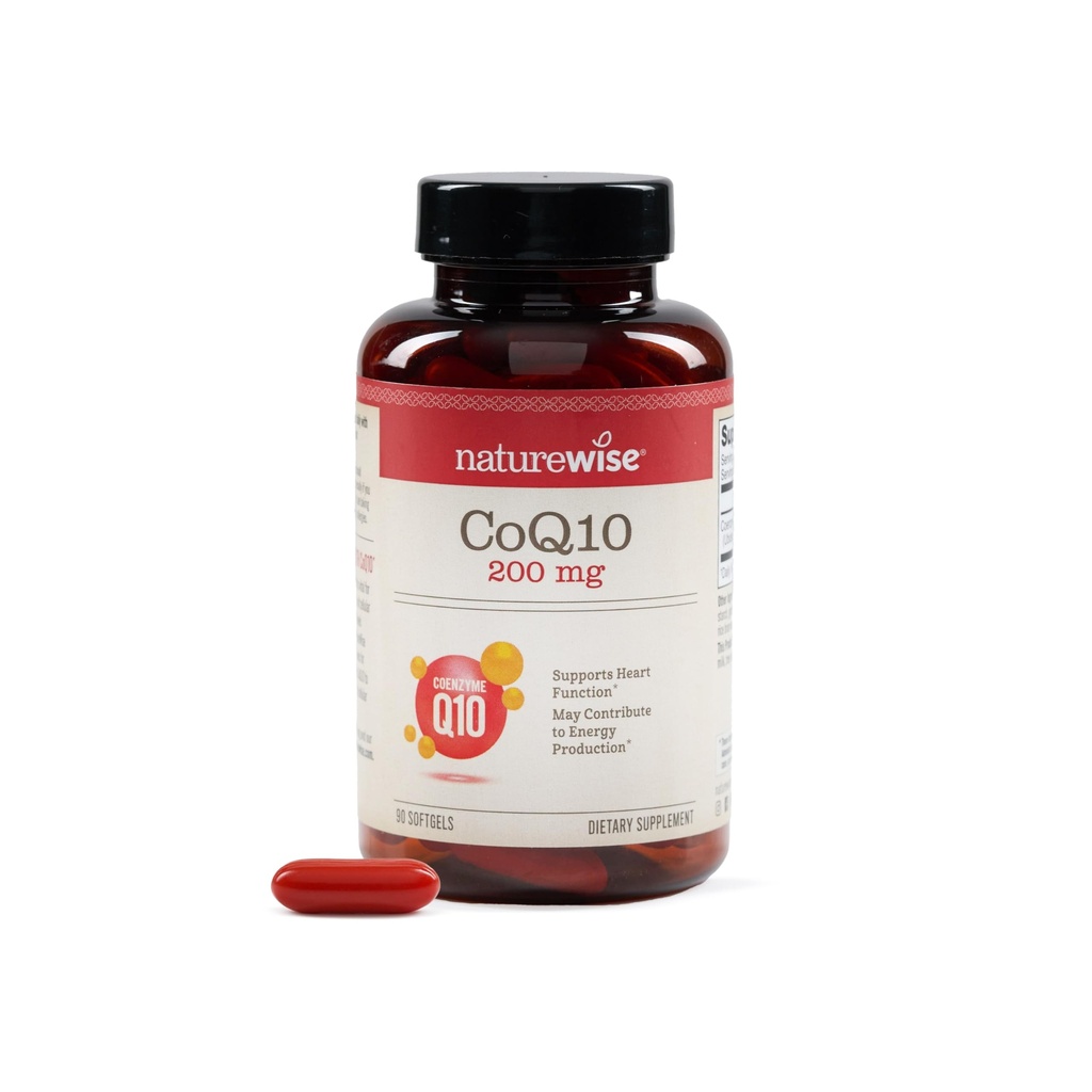 NatureWise CoQ10 200mg Softgels, High Potency Ubiquinone - Coenzym Q10 Supplement - Antioxidans für Herzgesundheit + Energie - Vegan, Non-GMO, Glutenfrei - 90 Count[3-Monat-Versorgung]