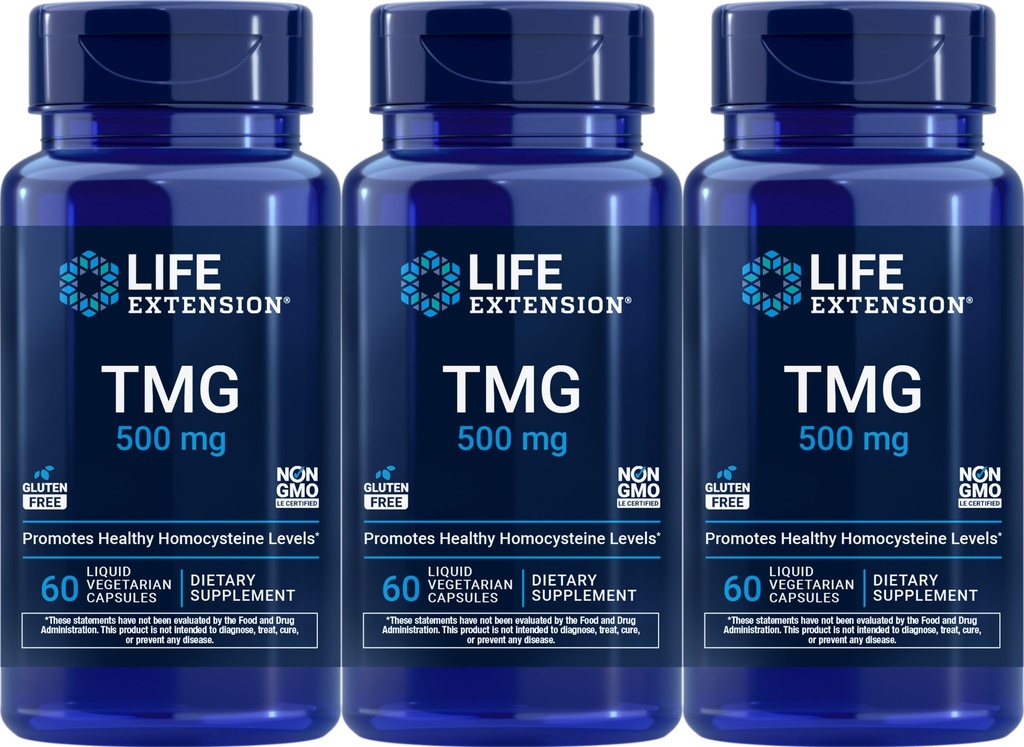 Lebensverlängerung TMG Flüssige vegetarische Kapseln, 500 mg, 60 Count (Pack von 3)