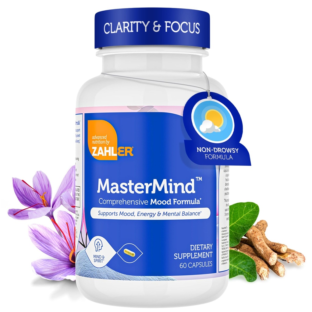 Zahler Mastermind, Comprehensive Mood Formula, Supports Mood Relaxation and Mental Balance, Certified Kosher, 60 Capsules