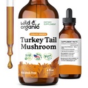 Wild & Organic Turkey Tail Mushroom Tincture - Immune Support Drops with Turkey Tail Extract - Liquid Mushroom Supplement for Gut Support - Vegan, Sugar & Alcohol-Free - 4 fl oz