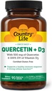 Country Life Quercetin 500mg Capsules avec vitamine D3 800 UI – Supplément de soutien immunitaire pour les adultes – Boosters quotidiens immunitaires – Quercetin Immune System Boost, 90 Capsules