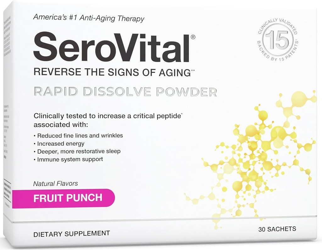 Serovital Rapid Dissolve Powder - Anti-Aging-Ergänzung für Frauen, Hautvorteile, Energie und besser Schlaf | 30 Tage Versorgung - Fruit Punch