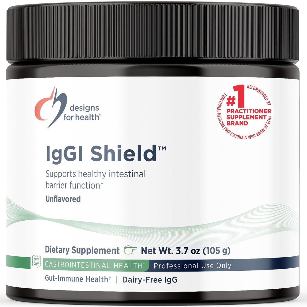 Designs für Gesundheit IgGI Shield Powder - Dairy-Free Imunoglobulin IgG Supplement, SBI mit N-Acetyl-Glucosamin - Unterstützt gesunde Darm Barrierefunktion (3.7oz / 30 Portionen)