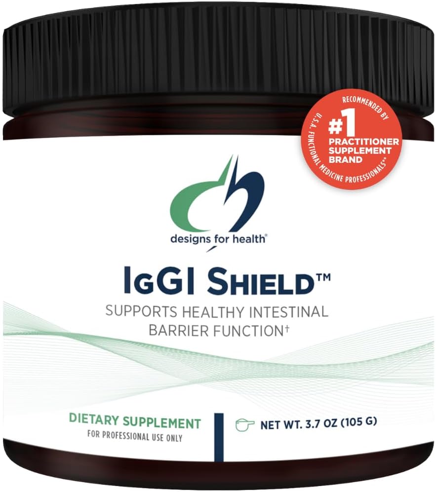 Designs for Health IgGI Shield Powder - Supplément IgG Imunoglobuline sans lait, SBI avec N-acétyl-Glucosamine - soutient la fonction de barrière intestinale saine (3,7oz / 30 portions)