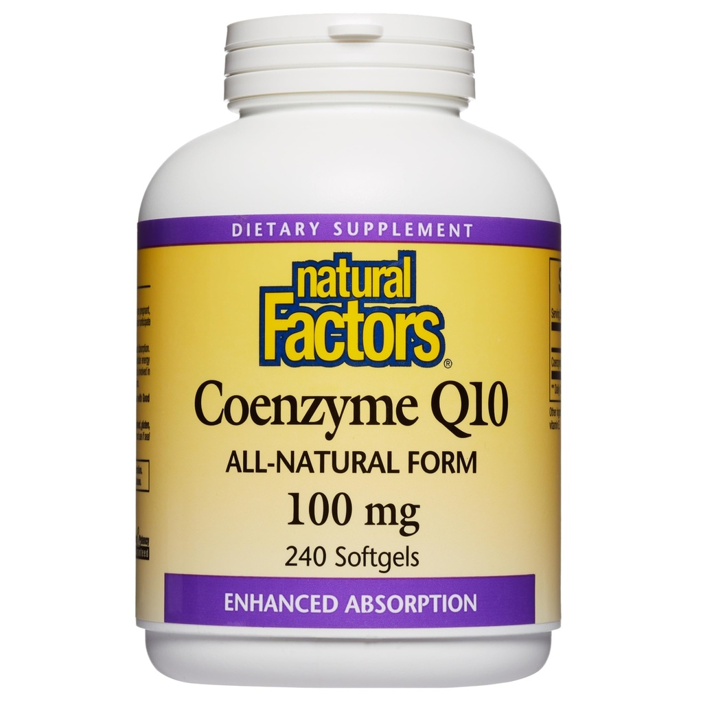 Natürliche Faktoren Coenzym Q10 - Antioxidans Support Supplement unterstützt Zelluläre Energieproduktion - Bessere Absorption hilft gesunde Herzfunktion - 100 mg, 240 Softgele (240 Servierungen)