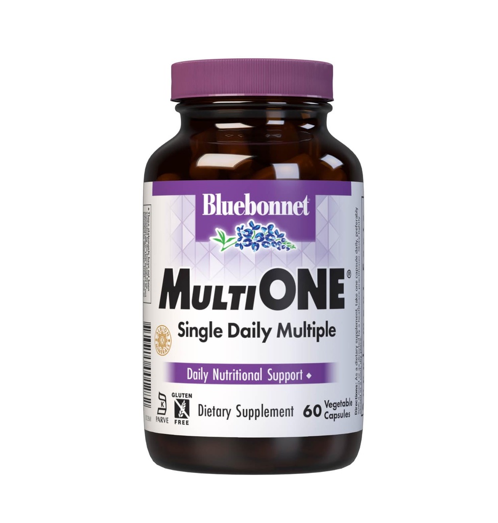 Bluebonnet Nutrition Mult One (with Iron), Daily Nutritional Support*, Vegetarian Friendly, Kosher Certified, Gluten-Free, Dairy-Free, 60 Vegetable Capsules, 60 Servings