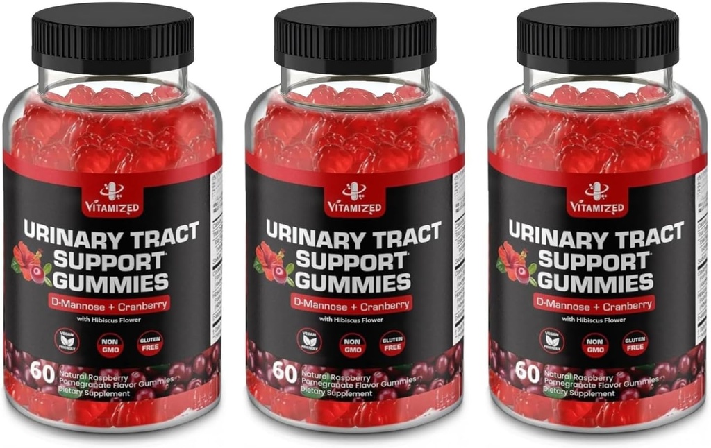 Potent Cranberry Gummies 1500mg mit D Mannose - Urinary Tract Health für Damen & Herren, Urinary Flush & Bladder Fast-Acting Support Supplements mit Hibiscus Powder, 180 Count