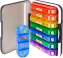 MURRI&MURRDI 7-Day Pill Organizer with 28 Cells, Large Weekly Pill Case for 4 Daily Compartments, Moisture-Proof Travel Pill Box for Vitamins, Medications, Supplements, Multi-Color