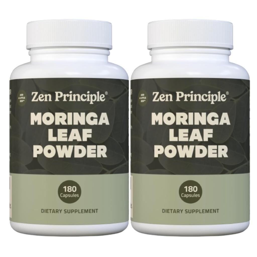 Principe Zen Organic Moringa Oleifera. Ultra-Premium. Fournit un Boost All Natural Energy et Multi-Vitamine. Un super aliment cru, végétalien, sans OGM et sans gluten. 360 capsules.
