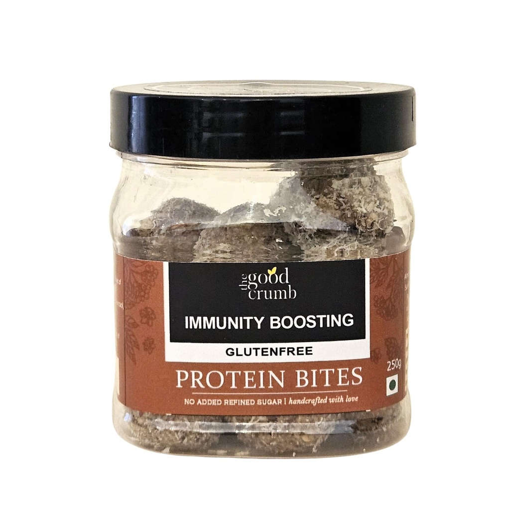 The Good Crumb Immunity Boosting Protein Bites I 250g I High Protein Laddoos I Made with Almonds, Peanuts, Sesame, Sunflower, Pumpkin, Flaxseeds, Dates, Coconut, Jaggery & Cardamom I Gluten-free I Healthy Snack