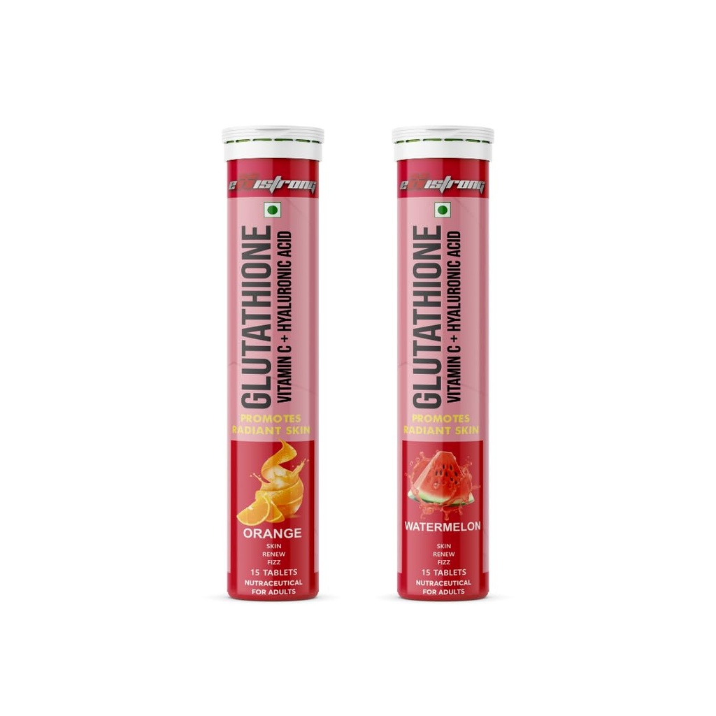 Glutathione With Vitamin C For Bright And Clear Skin (Pack Of 2 Watermelon & Orange Flavor Combo) 60 Count Collagen Supplement