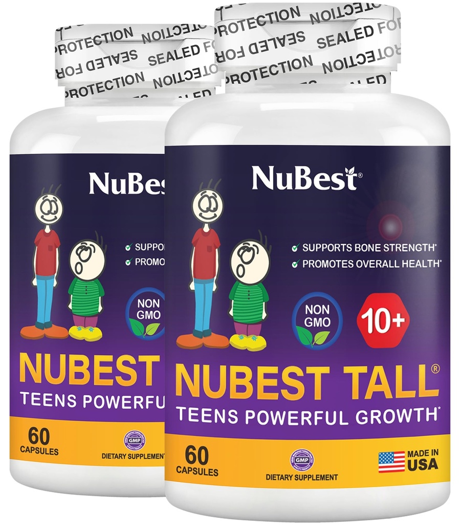 NuBest Tall 10+ - Advanced Bone Strength Formula - Unterstützt Immunität, Gesunde Entwicklung & Optimale Wellness - für Kinder (10+) & Teens Who Drink Milk Daily - Pack 2 | 2 Monate Versorgung