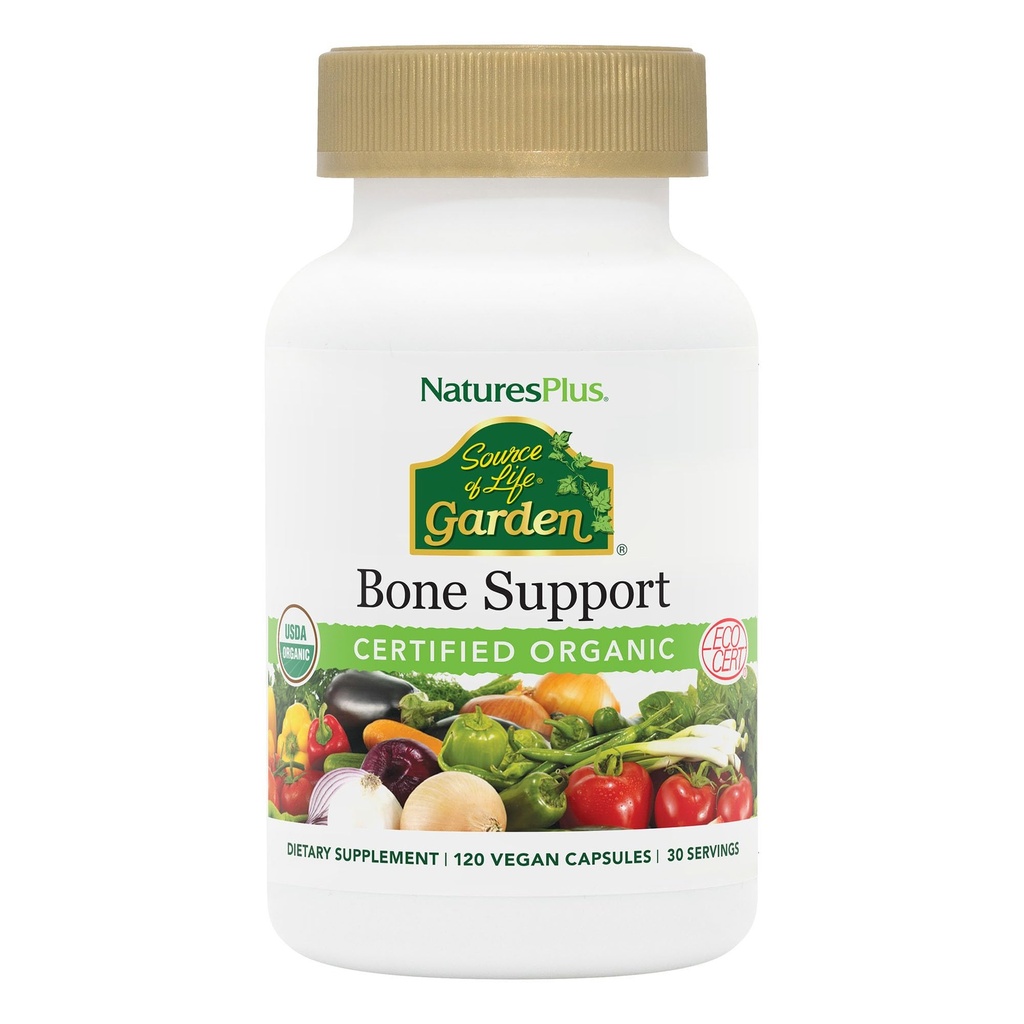 NaturesPlus Quelle des Lebens Garten Bio Knochen Ergänzung mit AlgaeCal - 1000 mg - Calcium, Magnesium - 120 Vegan Kapseln (30 Servierungen)