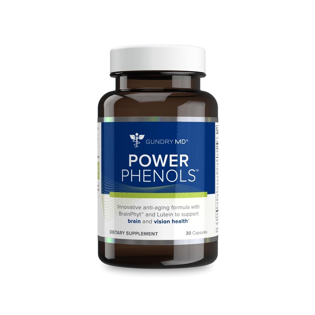 Gundry MD Power Phénols Cerveau Supplément santé pour la cognition, le focus, la motivation, la productivité et l'énergie - (30 services)