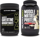 NutraBio Creatine Monohydrat, Unflavored, (300 g) und Muscle Matrix Protein Powder, (Vanilla) Supplement Bundle – Muskelenergie, maximales Wachstum, Erholung und Stärke